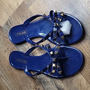 Navy Blue Jelly Bow Studded Sandal